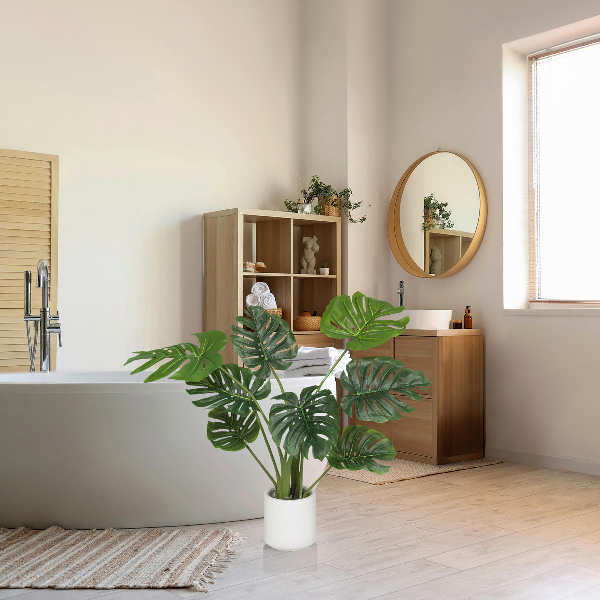 UMĚLÁ ROSTLINA monstera  - bílá/zelená, Moderní, plast (33/90/37cm) - MID.YOU