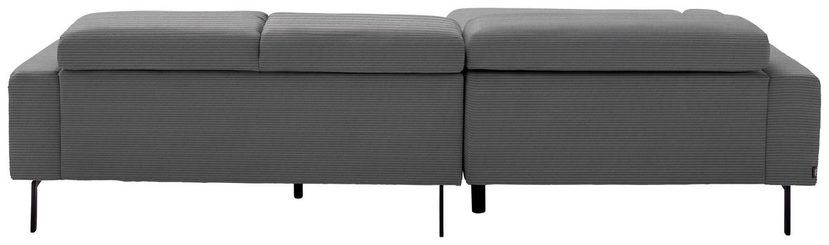 ECKSOFA Cord Dunkelgrau  - Dunkelgrau/Schwarz, Design, Textil/Metall (293/215-217cm) - Schöner Wohnen