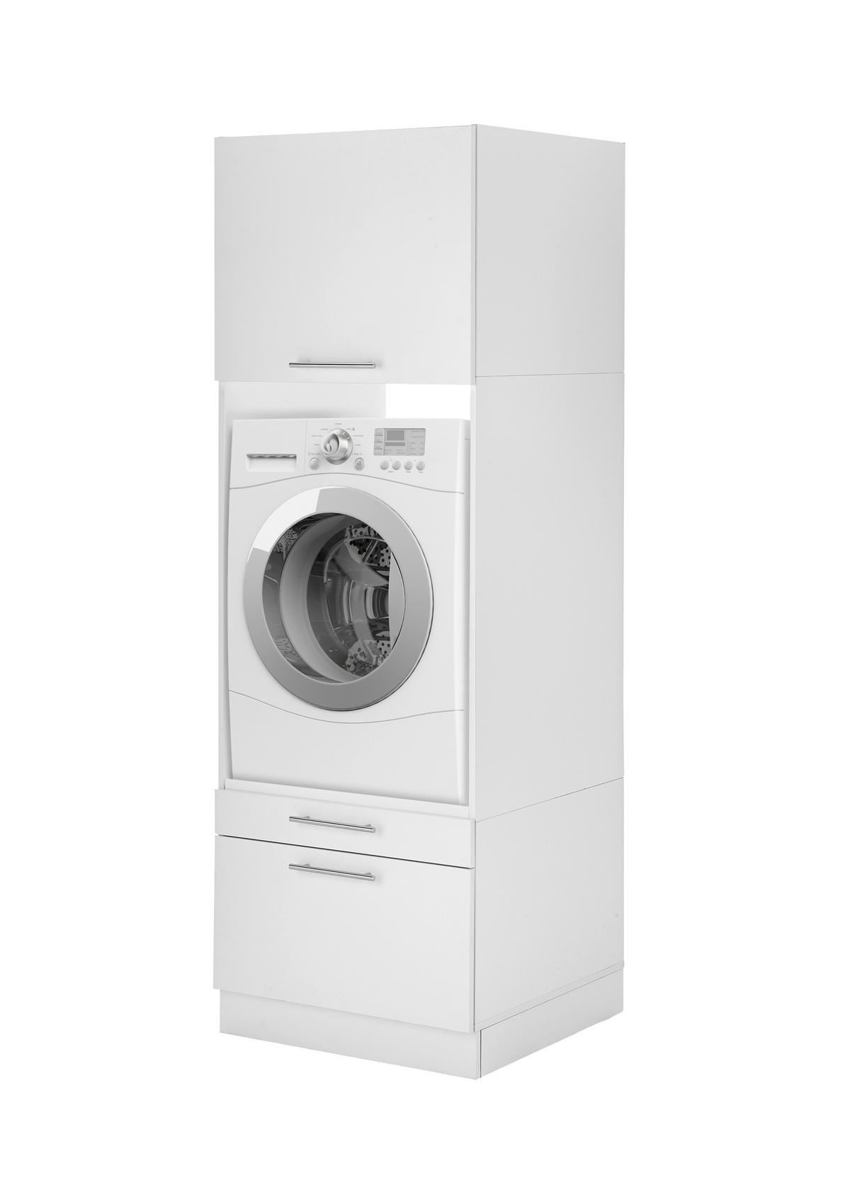 SKÅP FÖR TVÄTTMASKIN 67,4/200/67,6 cm  i vit  - vit/stålfärgad, Klassisk, metall/trämaterial (67,4/200/67,6cm) - Respekta