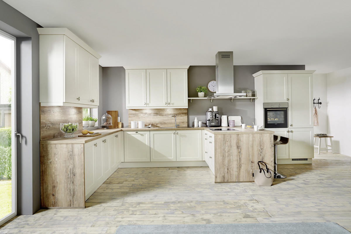 EINBAUKÜCHE   - Magnolie, Design, Holzwerkstoff - Celina