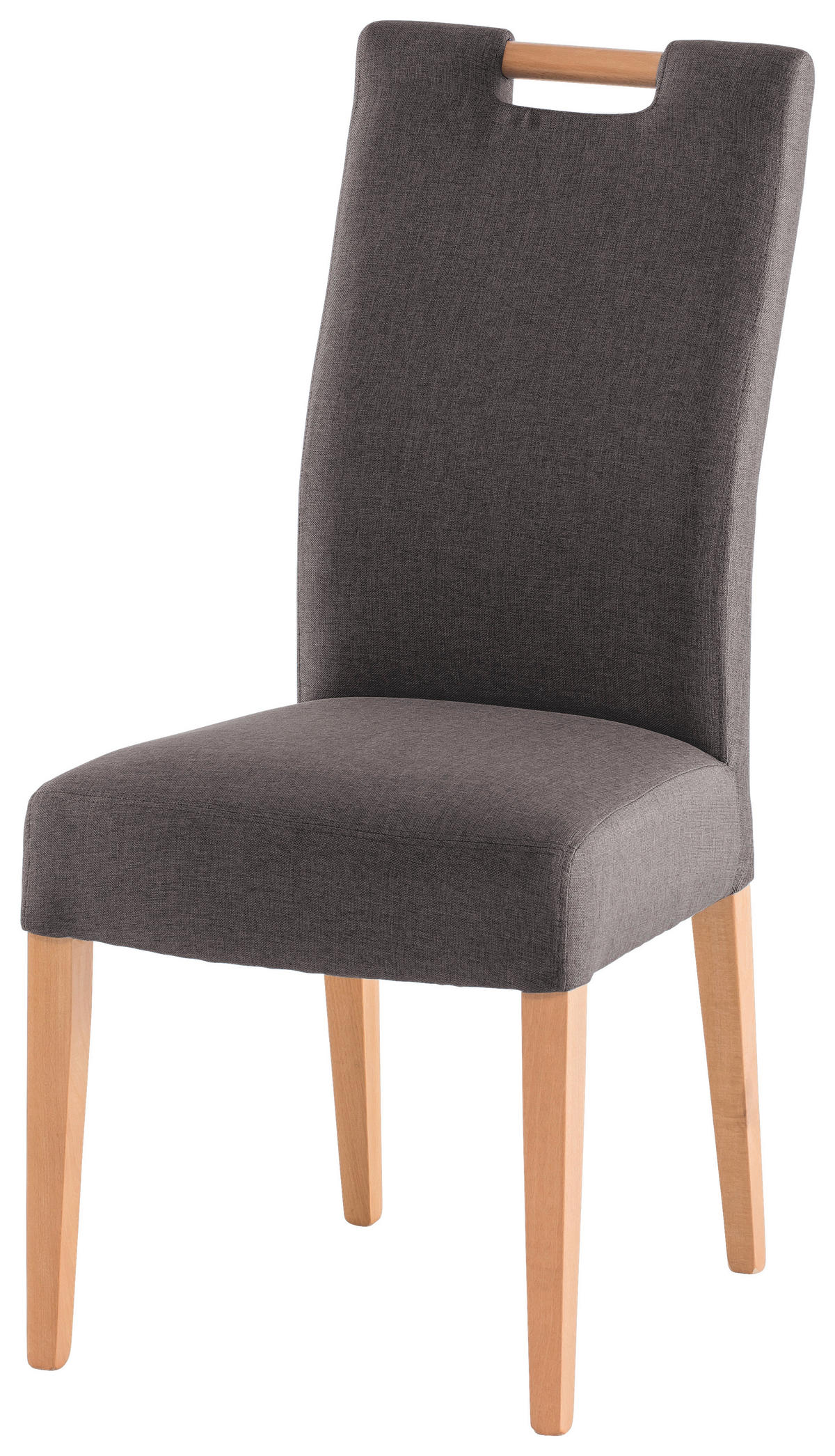 STUHL in Holz, Textil Buchefarben, Dunkelgrau  - Dunkelgrau/Buchefarben, KONVENTIONELL, Holz/Textil (47/100/64cm) - Cantus
