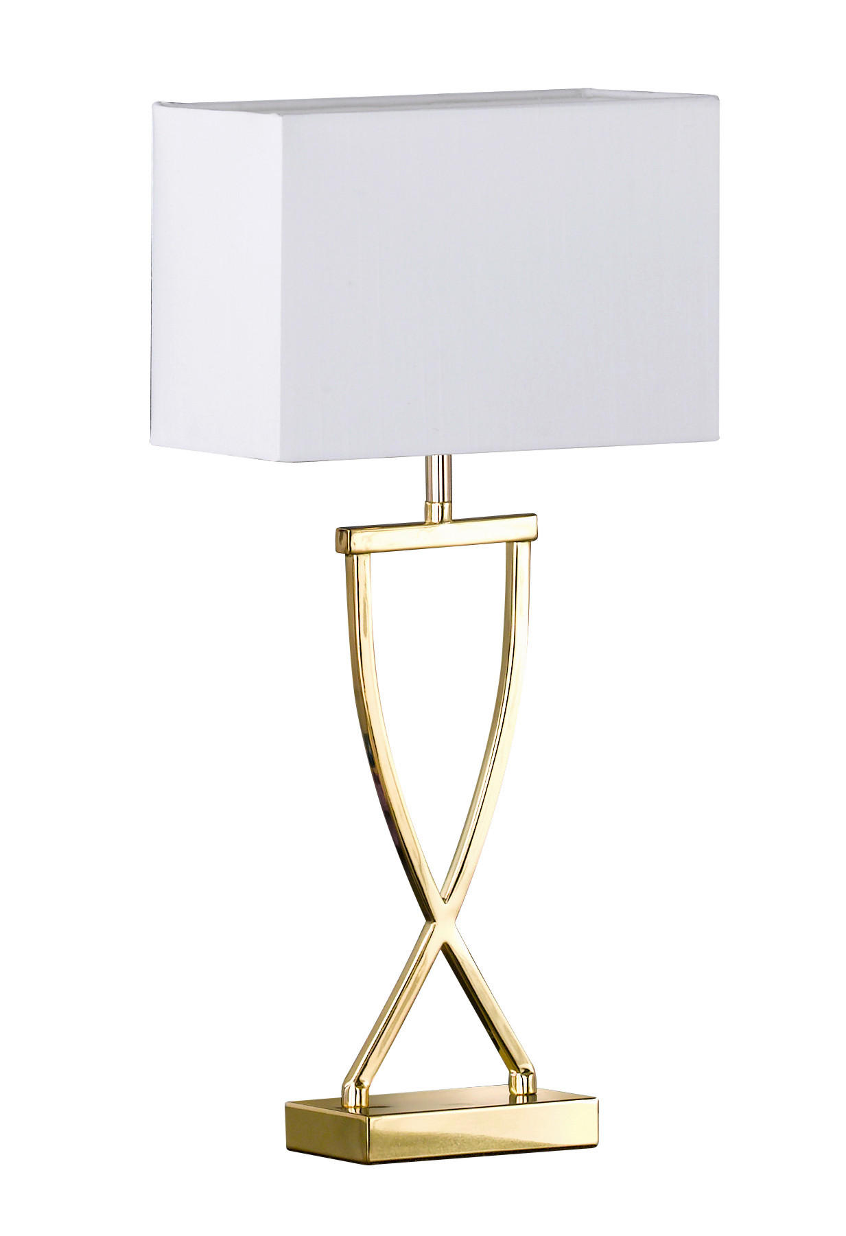 STOLNÍ LAMPA, E27, 27/12/51 cm - bílá/barvy mosazi, Design, kov/plast (27/12/51cm) - Fischer & Honsel