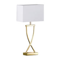 STOLNÍ LAMPA, E27, 27/12/51 cm - bílá/barvy mosazi, Design, kov/plast (27/12/51cm) - Fischer & Honsel