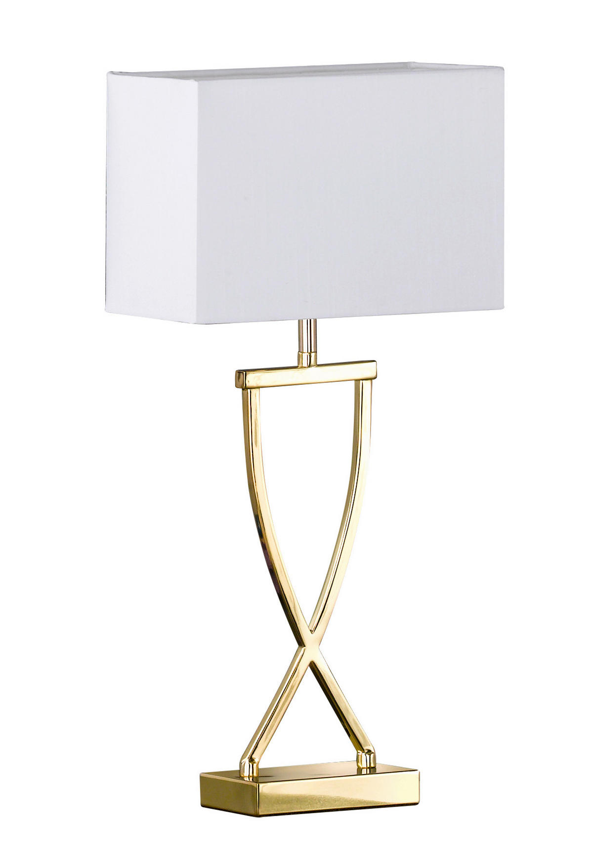 STOLNÍ LAMPA, E27, 27/12/51 cm - bílá/barvy mosazi, Design, kov/plast (27/12/51cm) - Fischer & Honsel