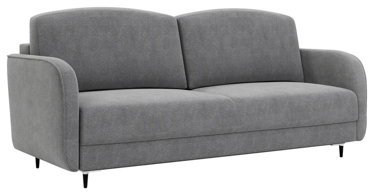 SCHLAFSOFA Chenille Dunkelgrau  inkl. Rückenkissen, Bettkasten, Schlaffunktion, Rücken echt  - Dunkelgrau/Schwarz, KONVENTIONELL, Textil/Metall (215/95/85cm) - Milino