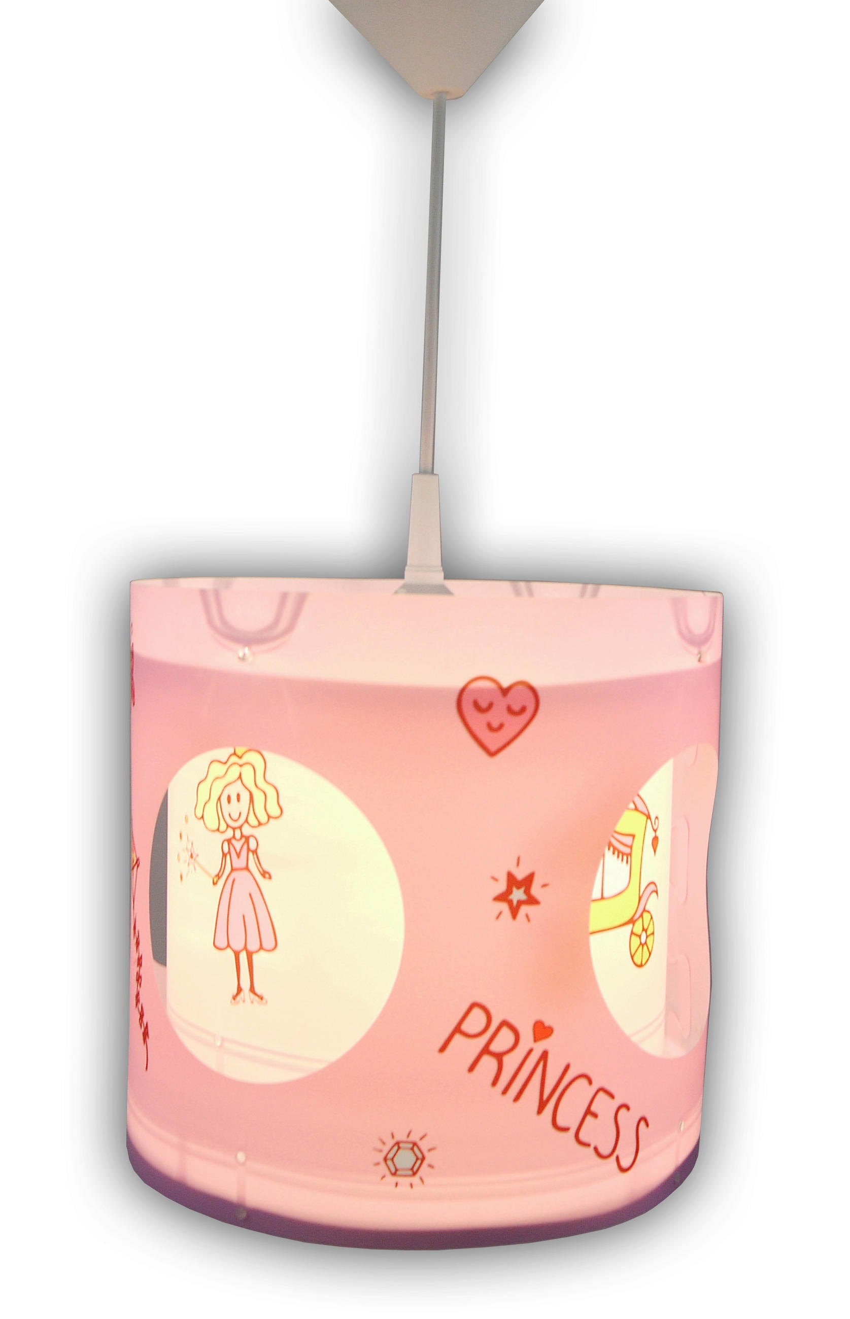 XXXLutz Kinderhängeleuchte Prinzessin Mehrfarbig, Rosa 27 cm