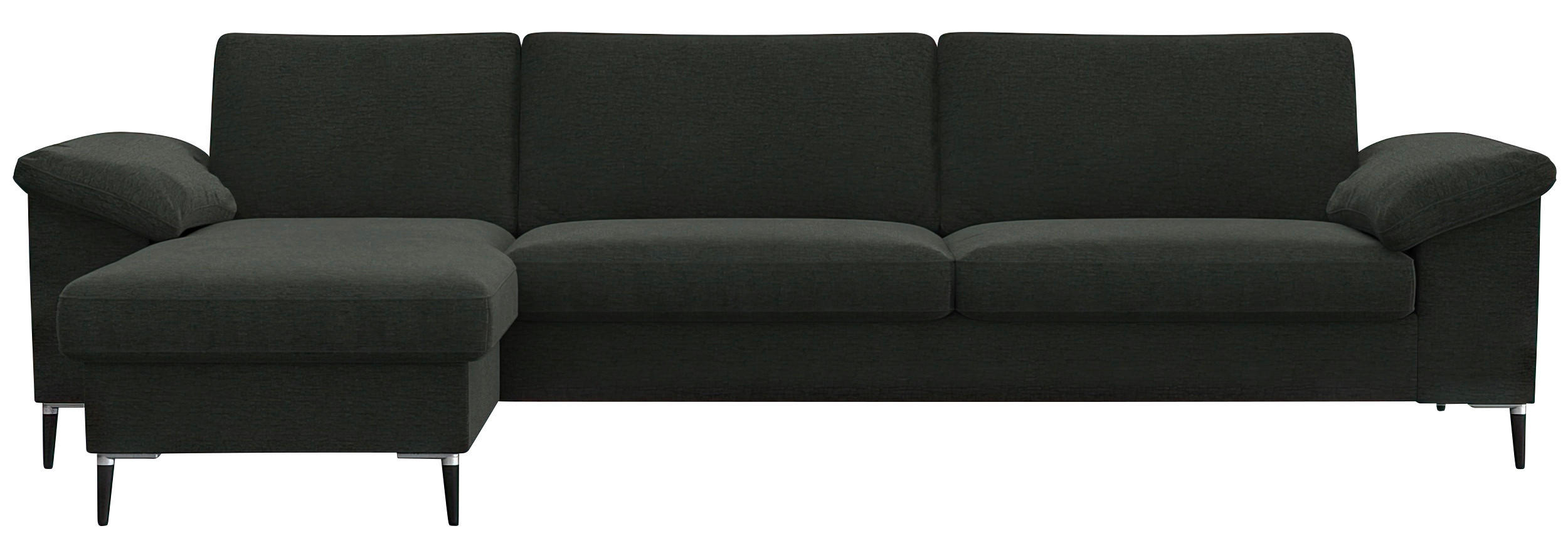 ECKSOFA Waldgrün Flachgewebe  - Waldgrün/Alufarben, Design, Textil/Metall (159/274cm) - Livetastic