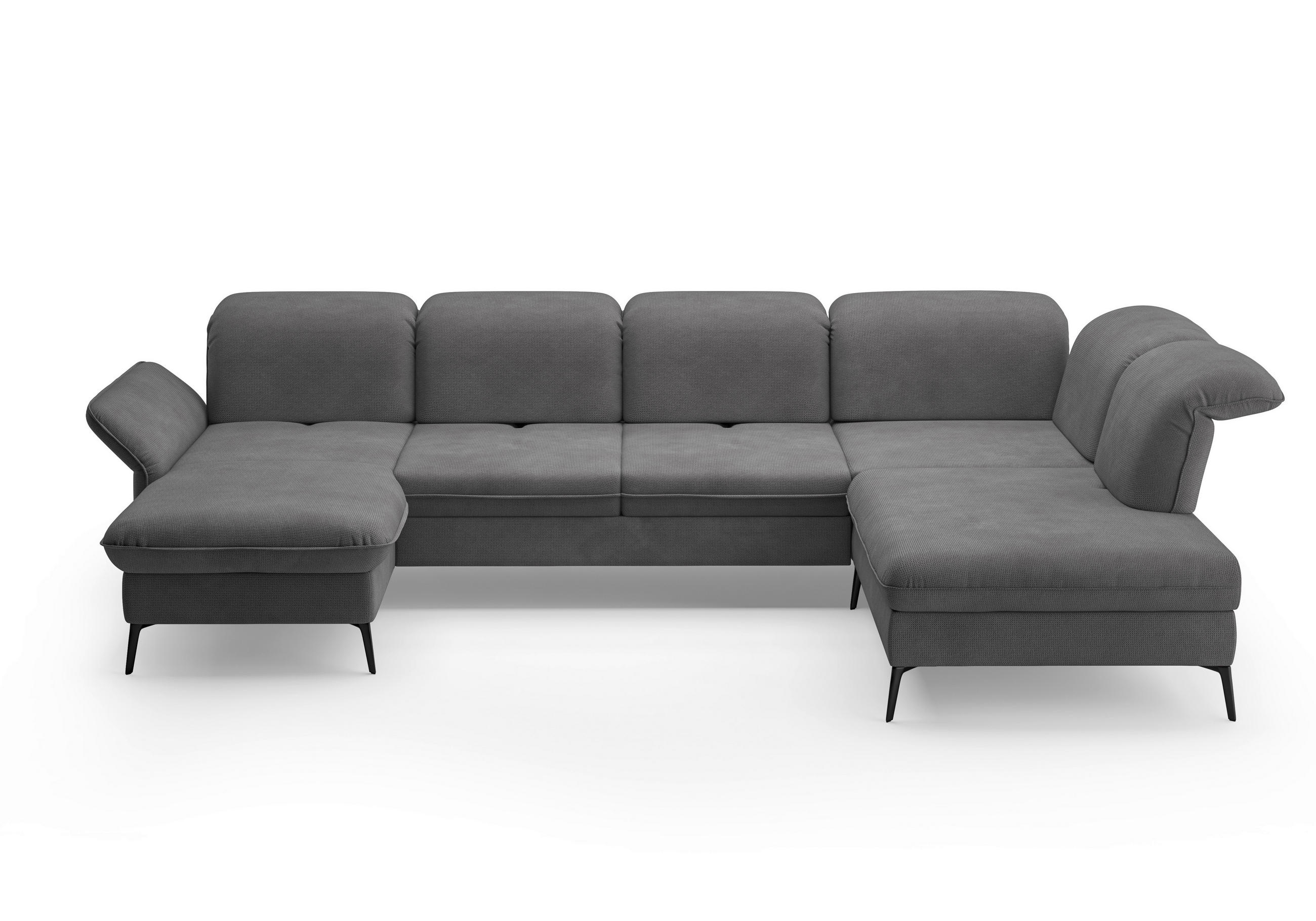WOHNLANDSCHAFT in Flachgewebe Grau  - Schwarz/Grau, Konventionell, Textil/Metall (198/359/231cm) - Sit & More