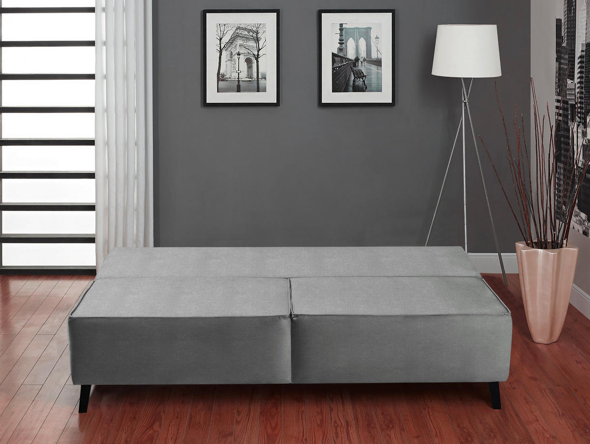 SCHLAFSOFA in Hellgrau  - Hellgrau/Schwarz, Konventionell, Textil/Metall (197/91/88cm) - Novel