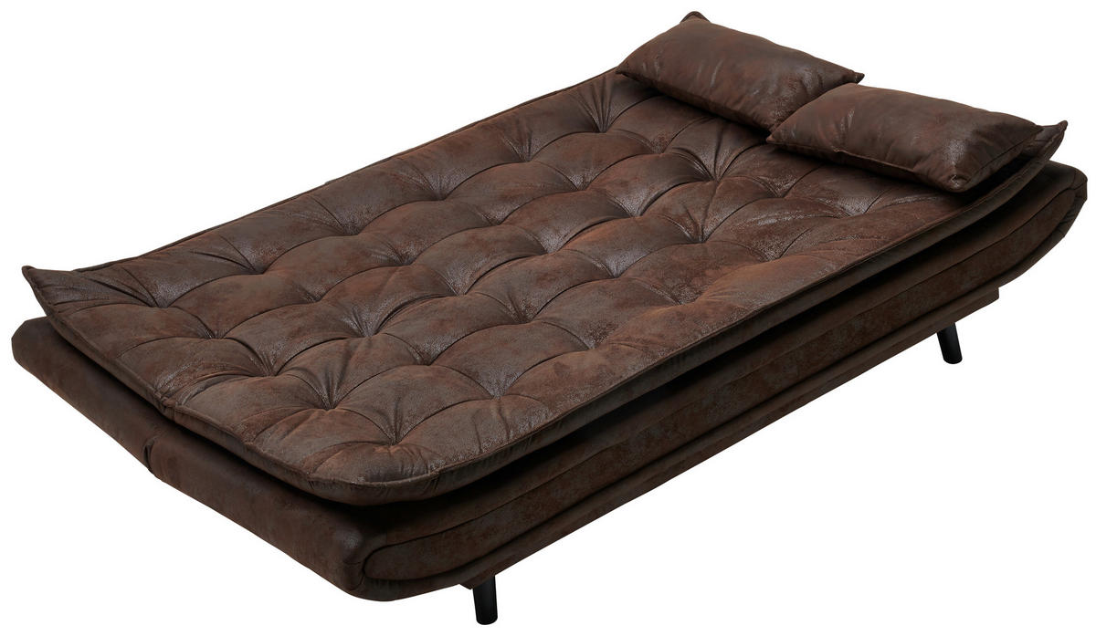 CANAPEA EXTENSIBILĂ textil maro închis  - maro închis/negru, Design, lemn/textil (194/100/90cm) - Ti'me