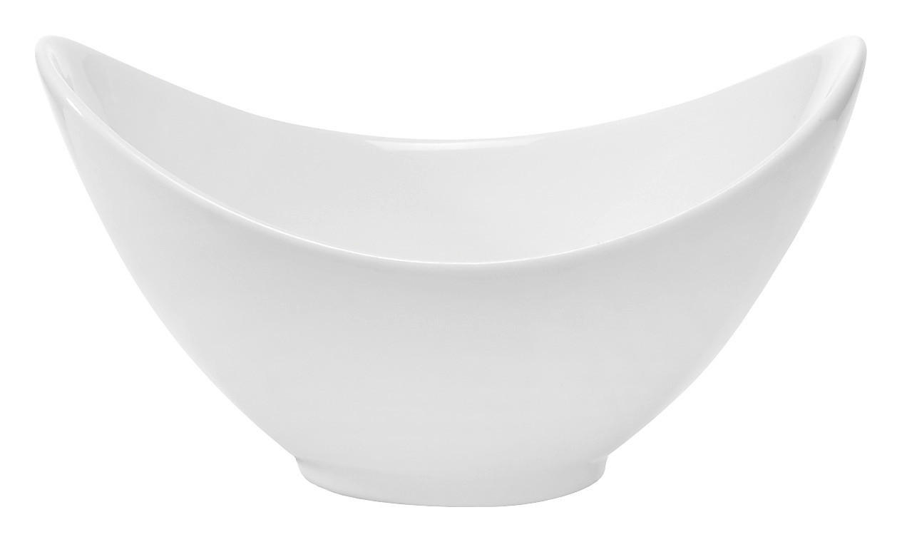 Vacker skål som är tillverkad av vitfärgad keramik 