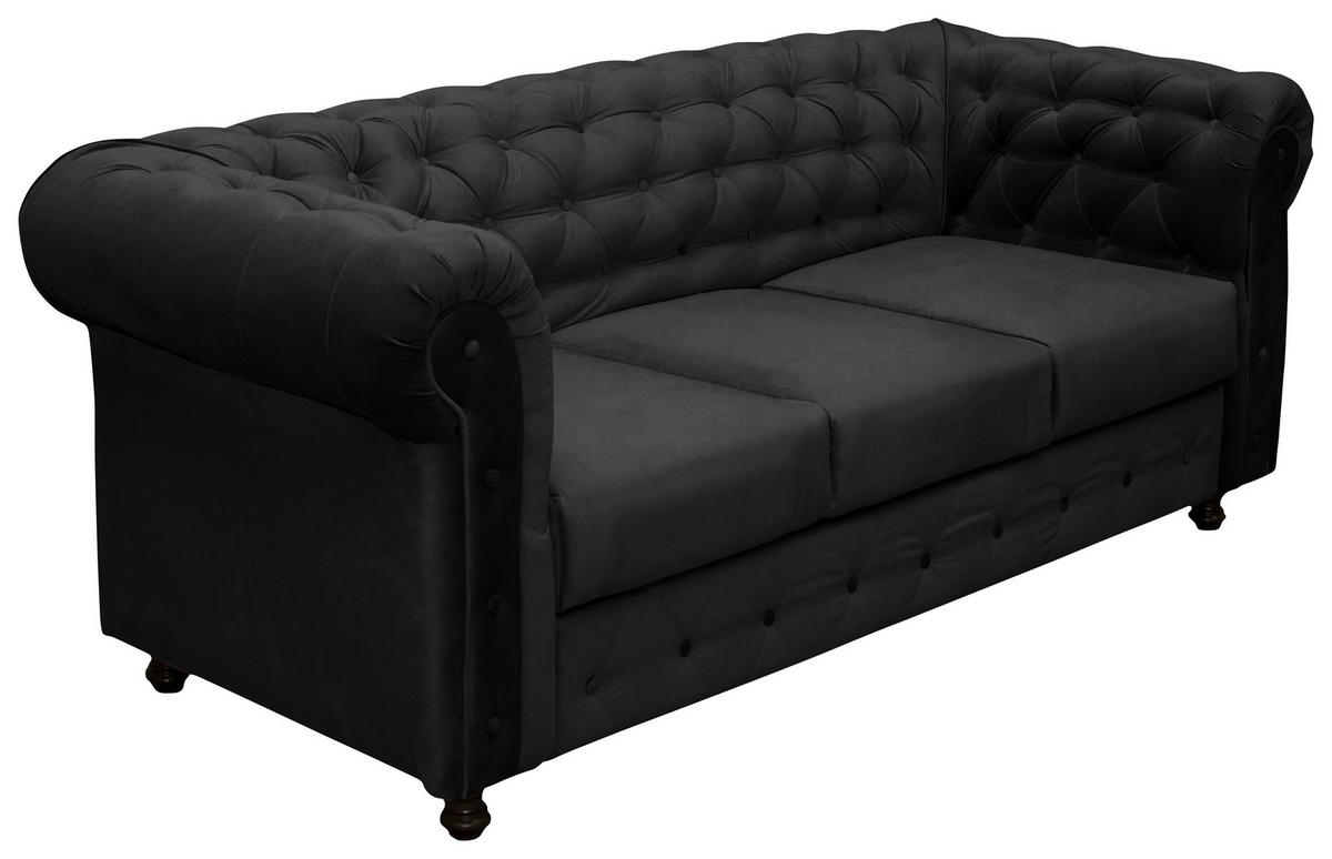 CHESTERFIELD-SOFA in Samt Anthrazit  - Wengefarben/Anthrazit, Basics, Holz/Textil (205/80/90cm) - P & B