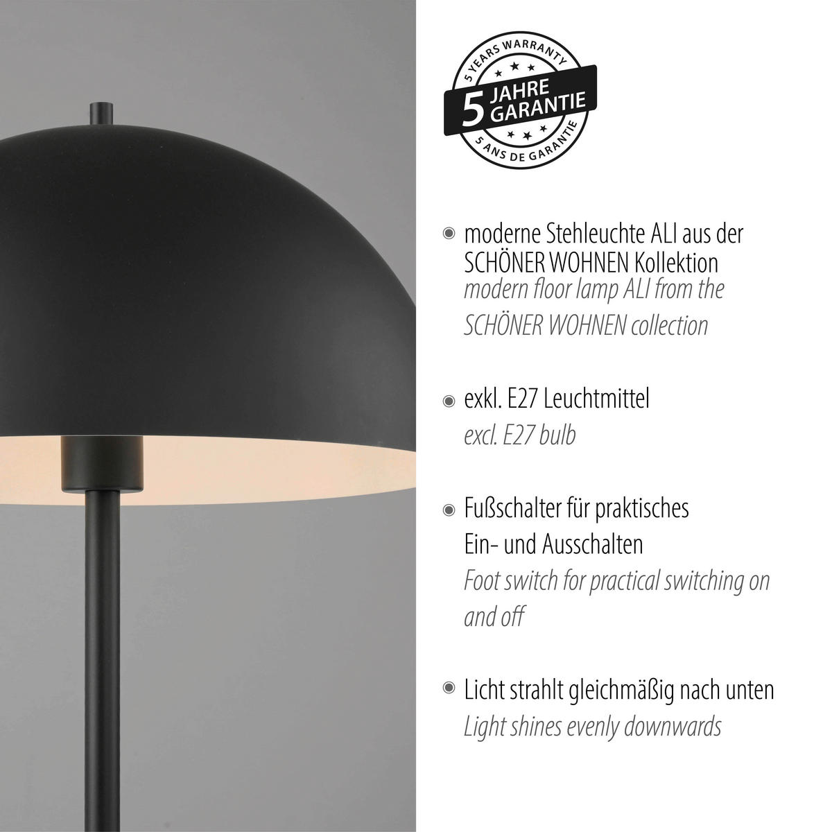 LED-STEHLEUCHTE SW ALI 38/38/155 cm   - Sandfarben/Schwarz, Design, Glas/Kunststoff (38/38/155cm) - Schöner Wohnen