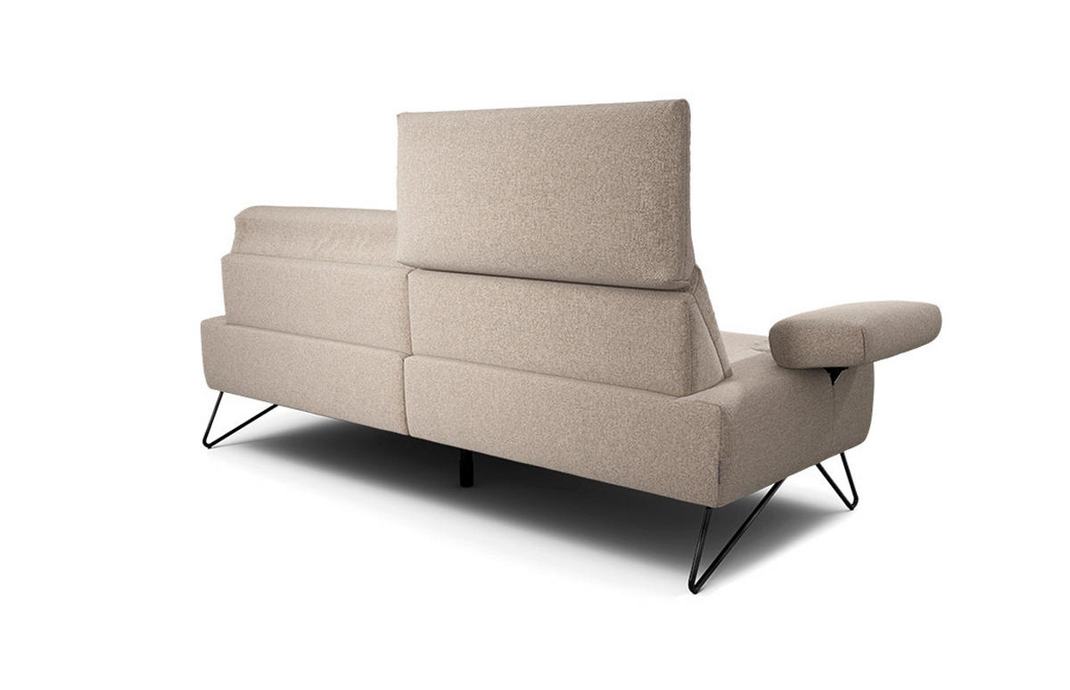2,5-SITZER Chenille Sandfarben  - Sandfarben/Schwarz, Design, Textil/Metall (204-234/85/86-94cm) - SENSOO