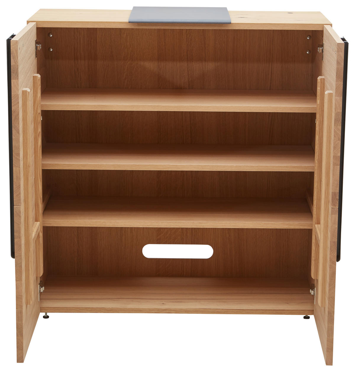 SCHUHSCHRANK Wildeiche furniert, mehrschichtige Massivholzplatte (Tischlerplatte) Anthrazit, Eichefarben  - Eichefarben/Anthrazit, Natur, Holz/Metall (96,2/99,2/43,5cm) - Voglauer