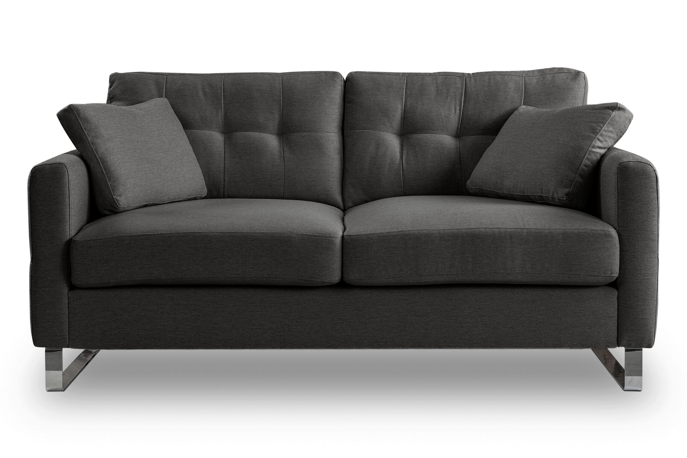 2-SITZER-SOFA HERA Flachgewebe Grau  - Chromfarben/Grau, Basics, Textil/Metall (172/92/94cm) - MID.YOU