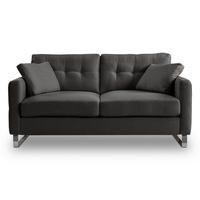 2-SITZER-SOFA HERA Flachgewebe Grau  - Chromfarben/Grau, Basics, Textil/Metall (172/92/94cm) - MID.YOU