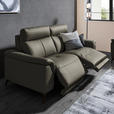 3-SITZER-SOFA  in Echtleder Grau   - Schwarz/Grau, Design, Leder/Metall (207/107/98cm) - Belluti