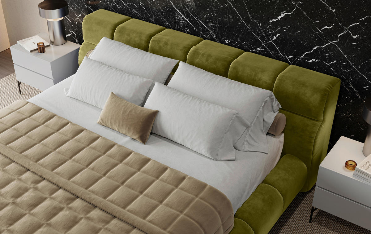 POLSTERBETT 160/200 cm,  in Grasgrün,  - Schwarz/Grasgrün, Design, Textil/Metall (160/200cm) - Belluti