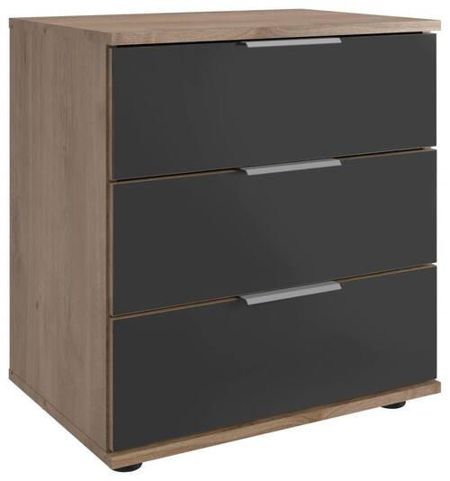 NACHTSCHRANK 52/58/38 cm  - Eichefarben/Alufarben, MODERN, Glas/Holzwerkstoff (52/58/38cm) - MID.YOU