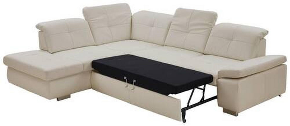 ECKSOFA in Echtleder Weiss  - Weiss, Basics, Leder/Metall (260/312cm) - Beldomo Premium