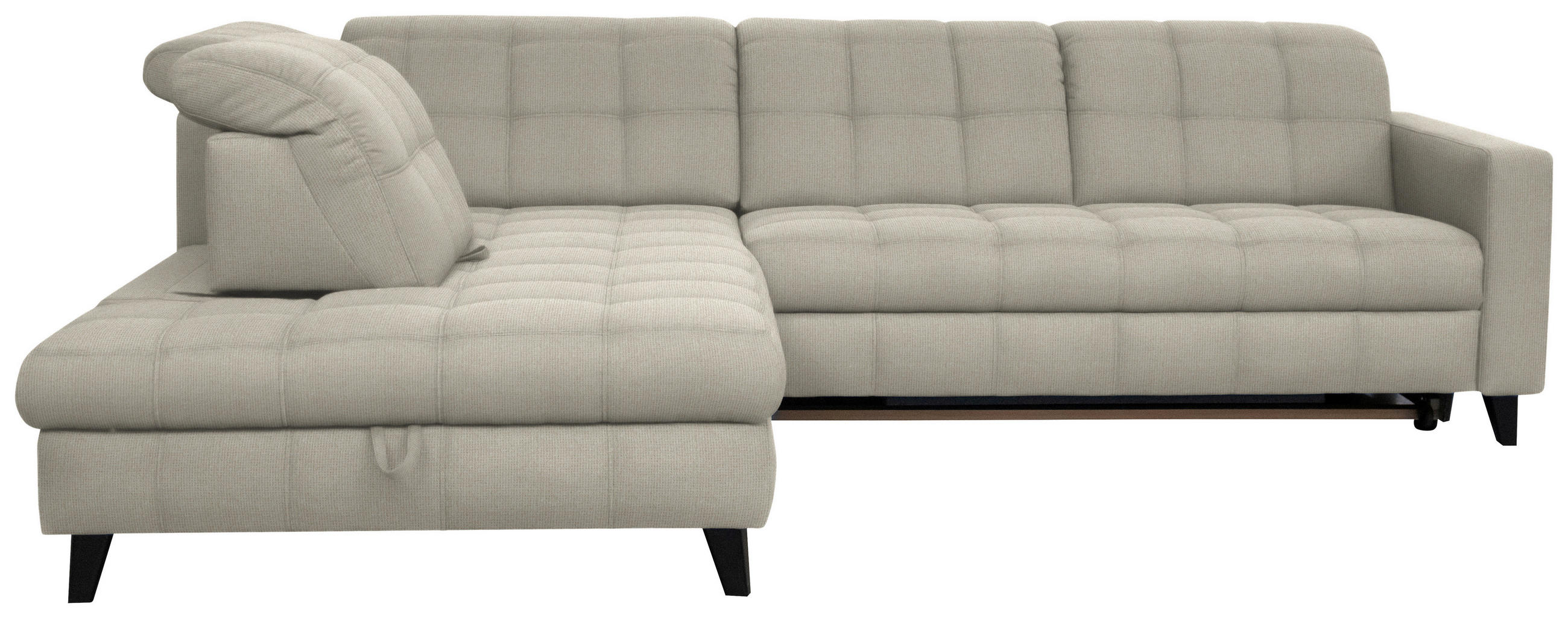 ECKSOFA in Webstoff Ecru  - Ecru/Schwarz, Design, Holz/Textil (216/297cm) - Xora