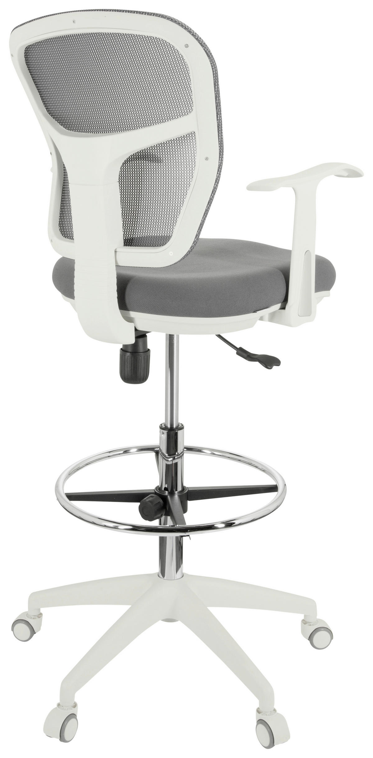 OTOČNÁ ŽIDLE, síťovina, plochá tkanina, šedá, bílá - šedá/bílá, Basics, textil/plast (68/115/55cm) - MID.YOU