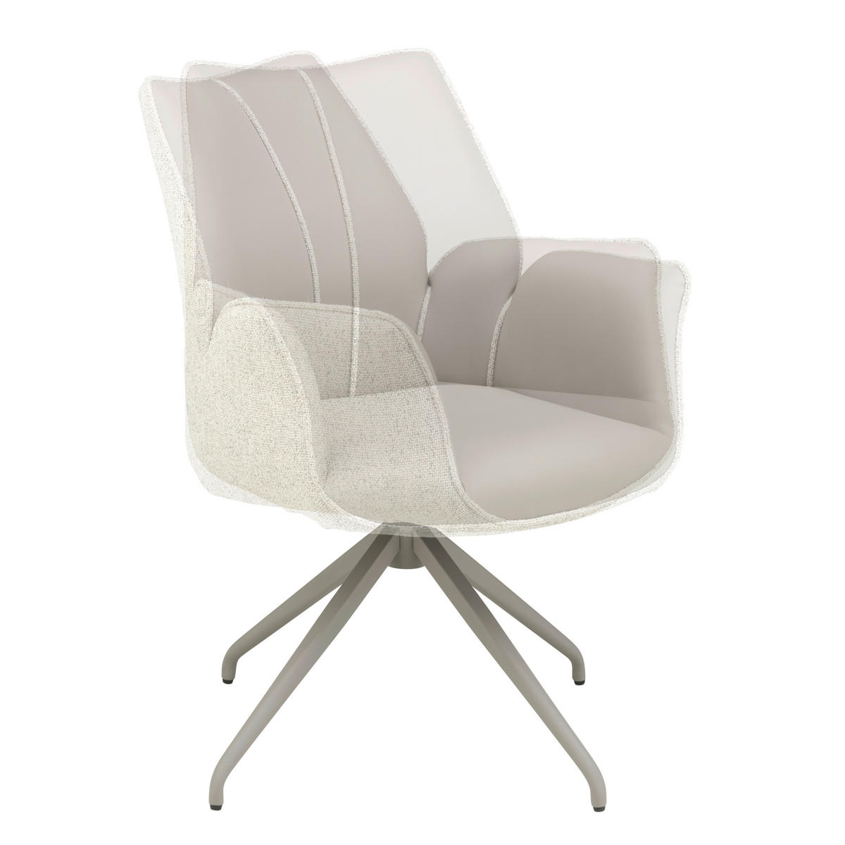ARMLEHNSTUHL  in Eisen Lederlook, Leinenoptik  - Champagner/Grau, KONVENTIONELL, Textil/Metall (61/82,5/61cm) - Livetastic