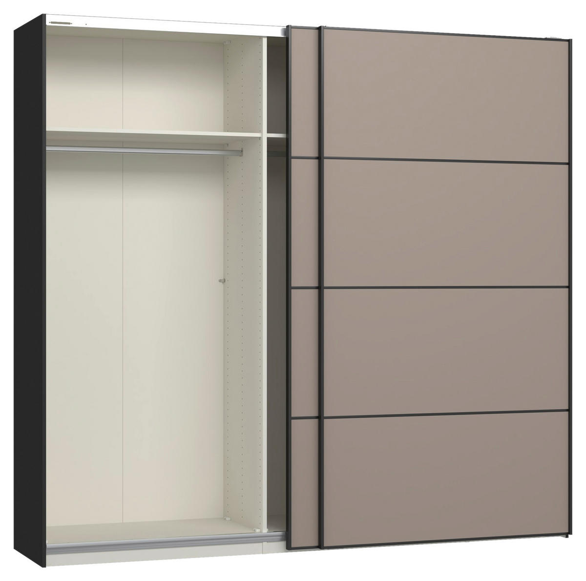 SCHWEBETÜRENSCHRANK 253/236/65 cm 2-türig Hellbraun, Schwarz  - Hellbraun/Schwarz, Design, Holzwerkstoff/Metall (253/236/65cm) - Jutzler