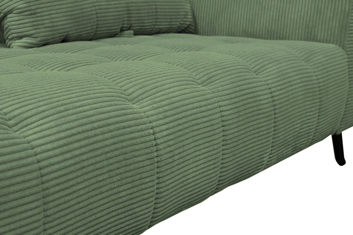 BIGSOFA Cord Salbeigrün  - Salbeigrün/Schwarz, KONVENTIONELL, Textil/Metall (246/100/116cm) - Carryhome