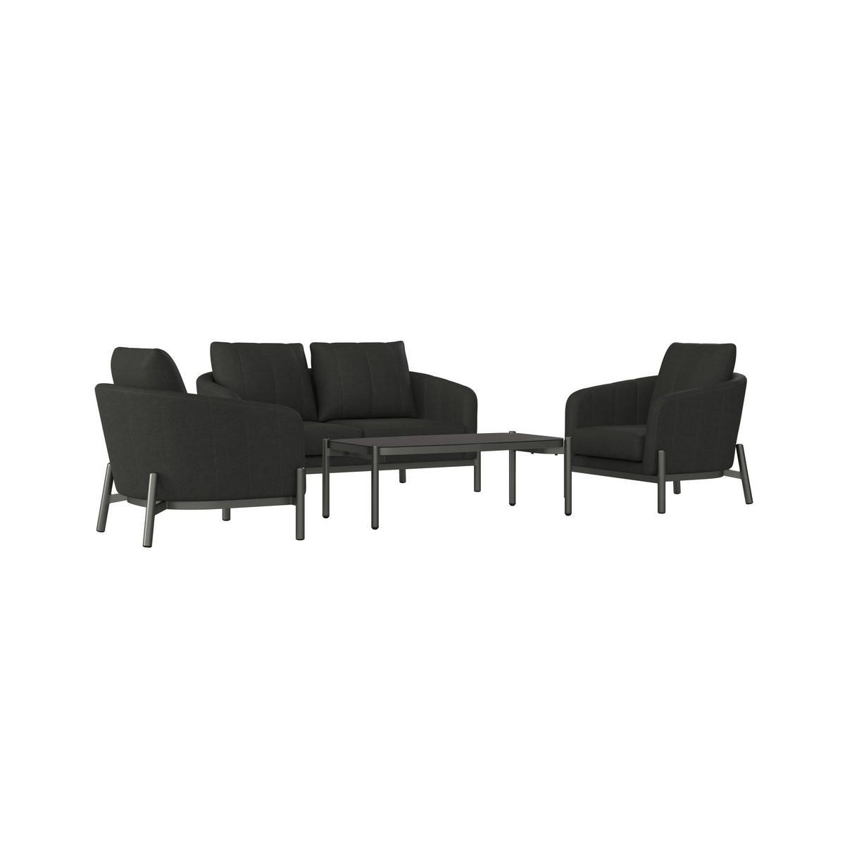 LOUNGEGARNITUR 4-teilig    - Anthrazit, Modern, Glas/Textil - Ambia Garden