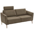 2-SITZER-SOFA  in Echtleder Hellbraun   - Hellbraun/Eichefarben, Natur, Leder/Holz (207/86/87cm) - Valnatura