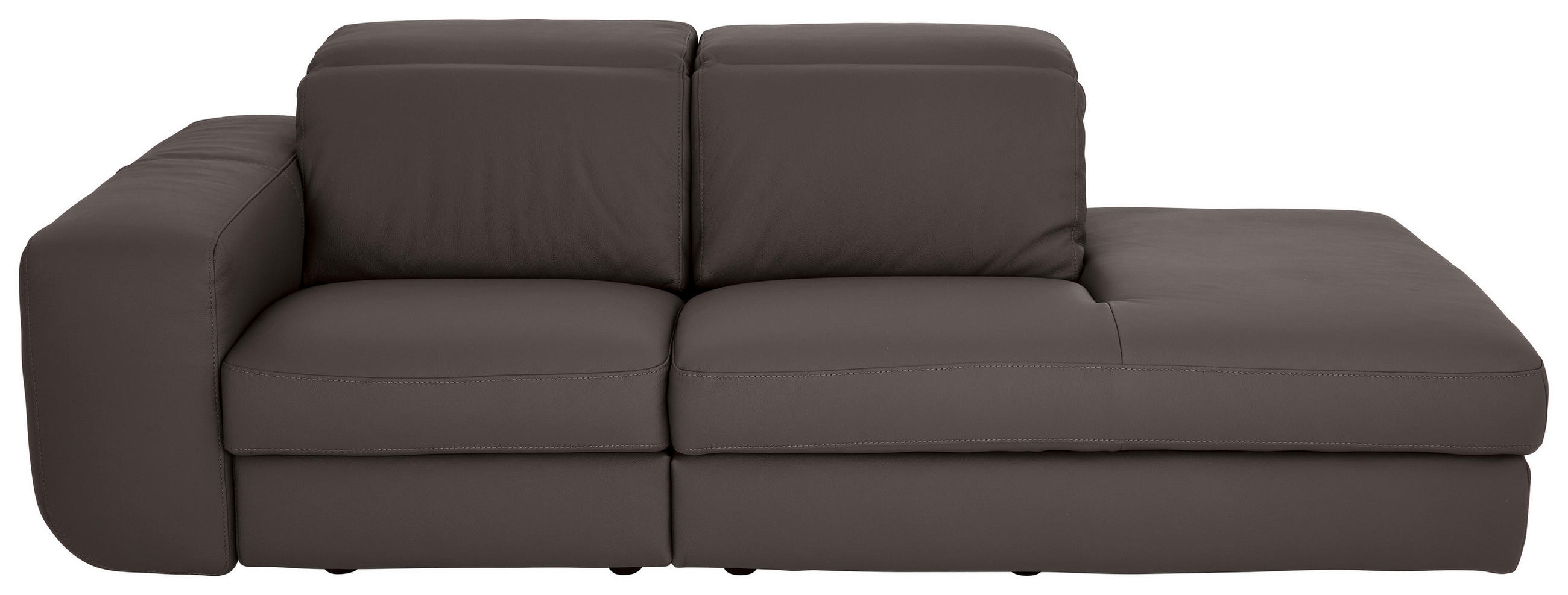 RÉCAMIERE Braun Echtleder  - Chromfarben/Braun, Design, Leder/Metall (211/74/113cm) - Joop!