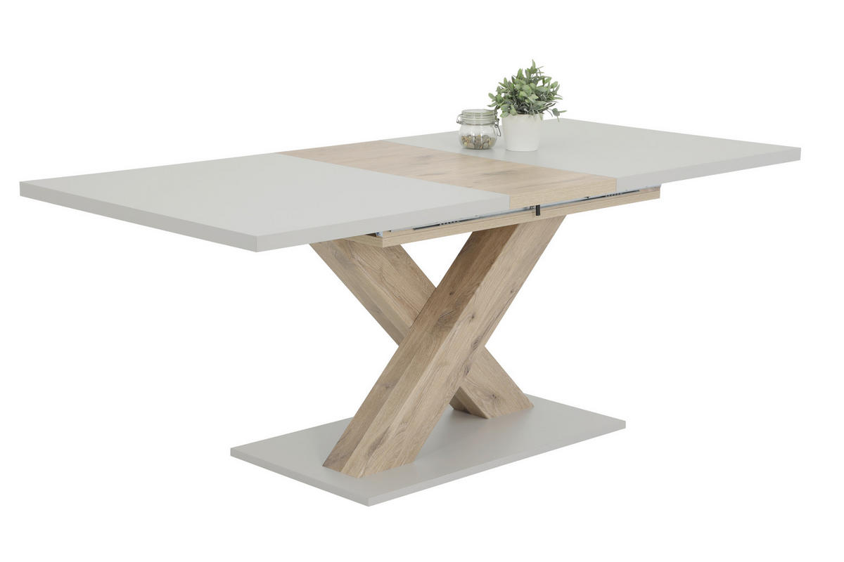 TISCHGRUPPE   - Eichefarben/Beige, MODERN, Textil/Metall (140 - 180/76/90cm) - MID.YOU