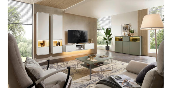 WOHNWAND  in Weiß  315/215/40 cm  - Weiß, KONVENTIONELL, Glas/Holzwerkstoff (315/215/40cm) - Venda