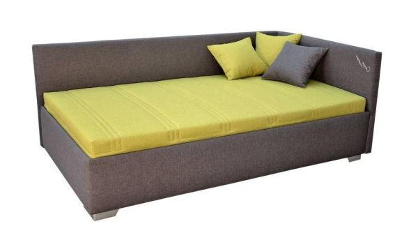 LEŽADLO, textil, 214/86/123 cm - limetková/sivá, Konventionell, kov/textil (214/86/123cm) - Blanar