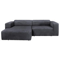 ECKSOFA 175/298 cm BASMA in Cord Graphitfarben  175/298 cm  - Schwarz/Graphitfarben, Design, Kunststoff/Textil (175/298cm) - P & B