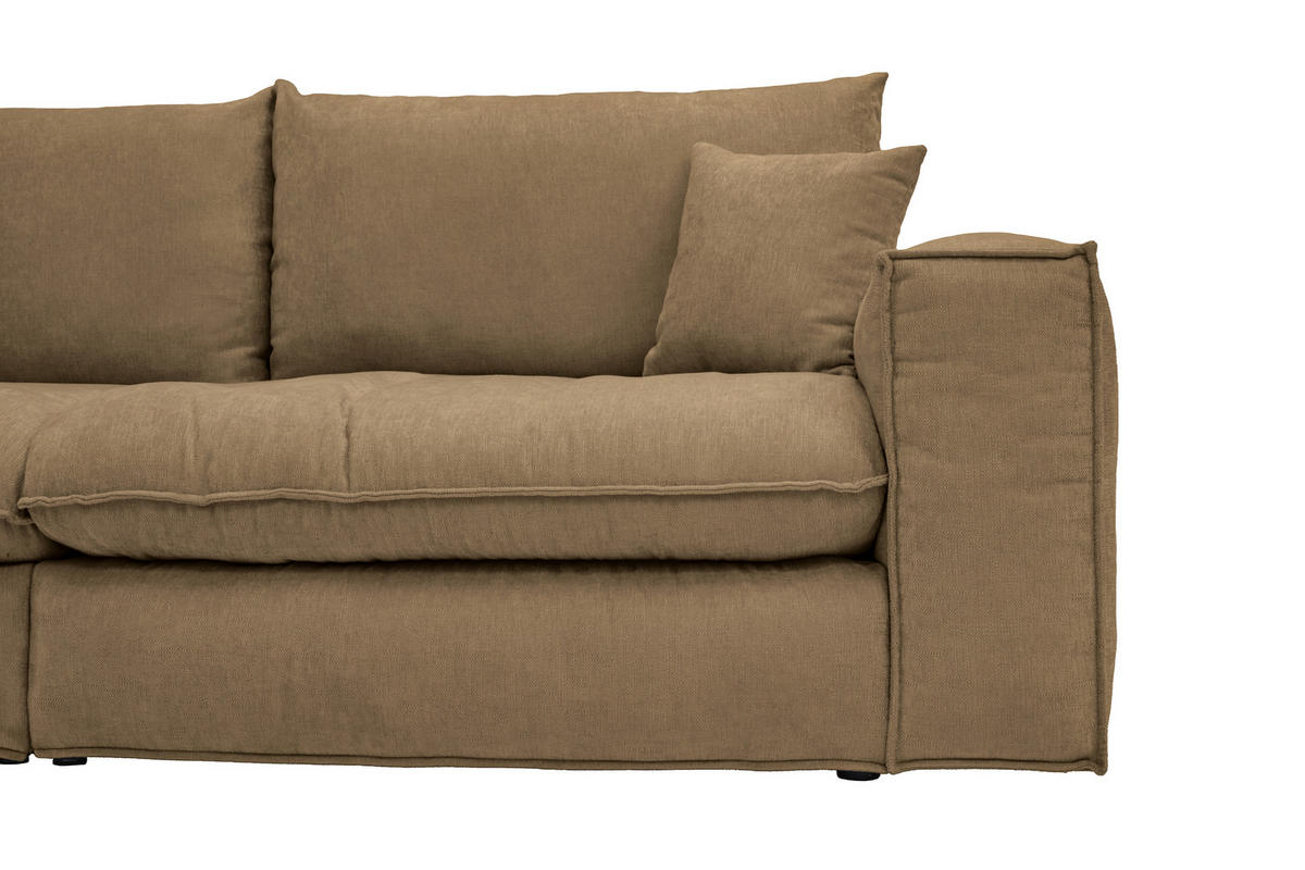 BIGSOFA Chenille Taupe  - Taupe/Schwarz, MODERN, Kunststoff/Textil (255/76/117cm) - Milino