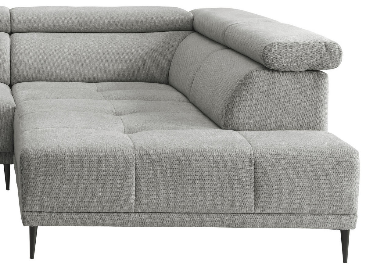 ECKSOFA INTERA in Struktur Grau  305/225 cm  - Schwarz/Grau, KONVENTIONELL, Textil/Metall (305/225cm) - Livetastic