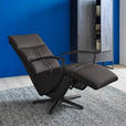 RELAXSESSEL in Leder Mokka  - Schwarz/Mokka, Design, Leder/Metall (64/112/80cm) - Cantus