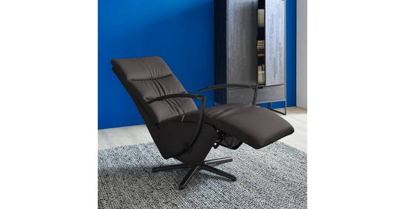 RELAXSESSEL in Leder Mokka  - Schwarz/Mokka, Design, Leder/Metall (64/112/80cm) - Cantus