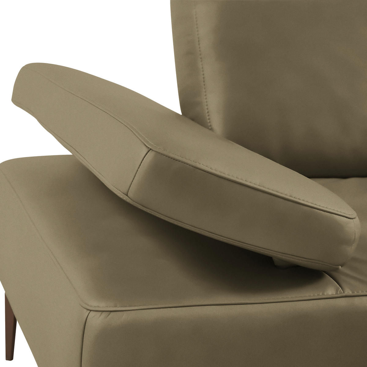 ECKSOFA in Echtleder Olivgrün  - Bronzefarben/Olivgrün, Design, Leder/Holz (314/176cm) - Valnatura