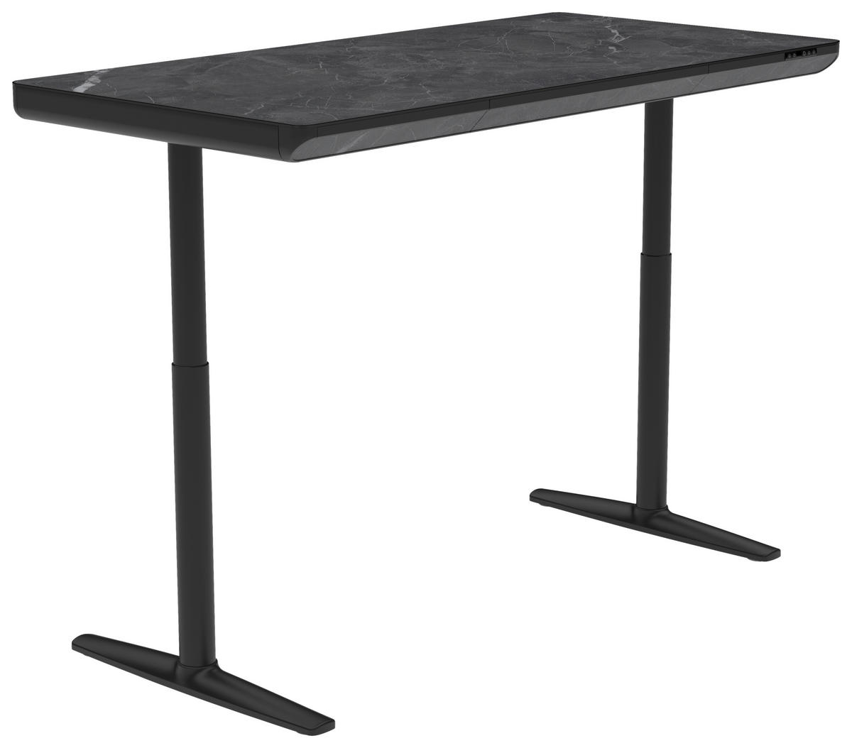 SCHREIBTISCH 160/80/73/118 cm  in Schwarz, Dunkelgrau  - Dunkelgrau/Schwarz, Design, Holzwerkstoff/Kunststoff (160/80/73/118cm) - Novel