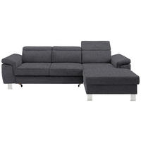ECKSOFA 250/167 cm  in Webstoff Grau Bettkasten, Schlaffunktion, Rücken echt, Kopfteilverstellung  250/167 cm  - Silberfarben/Grau, Design, Textil/Metall (250/167cm) - Xora