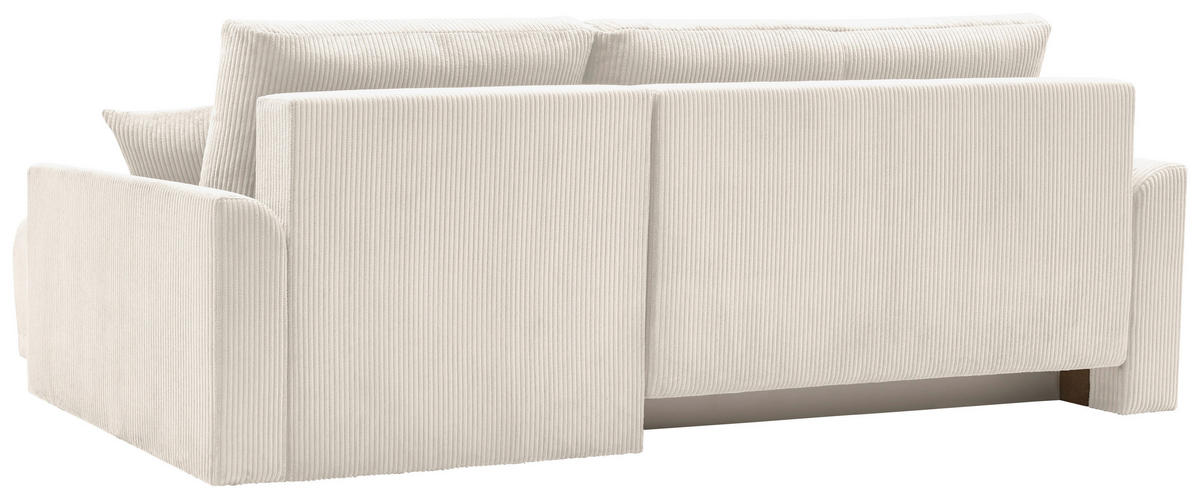 ECKSOFA KIMMY Creme Cord Zierkissen, Rückenkissen, Bettkasten  - Creme/Schwarz, Design, Kunststoff/Textil (233/146cm) - P & B