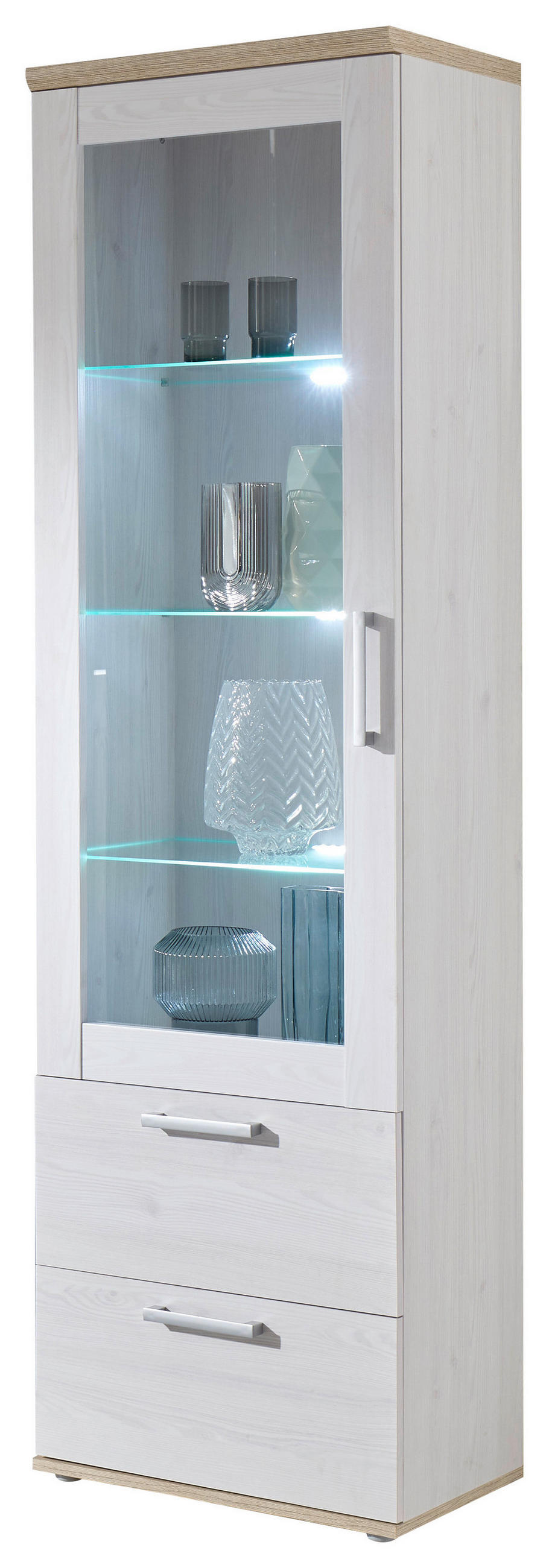 VITRINA 60/203/38 cm - boje ariša/srebrne boje, Lifestyle, staklo/drvni materijal (60/203/38cm) - MID.YOU