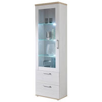 VITRINE in Eiche San Remo  - Silberfarben/Lärchefarben, LIFESTYLE, Glas/Holzwerkstoff (60/203/38cm) - MID.YOU