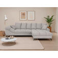 ECKSOFA Hellgrau Cord Rückenkissen, Armlehnenkissen, Rücken echt  - Hellgrau/Schwarz, KONVENTIONELL, Textil/Metall (332/231cm) - Carryhome