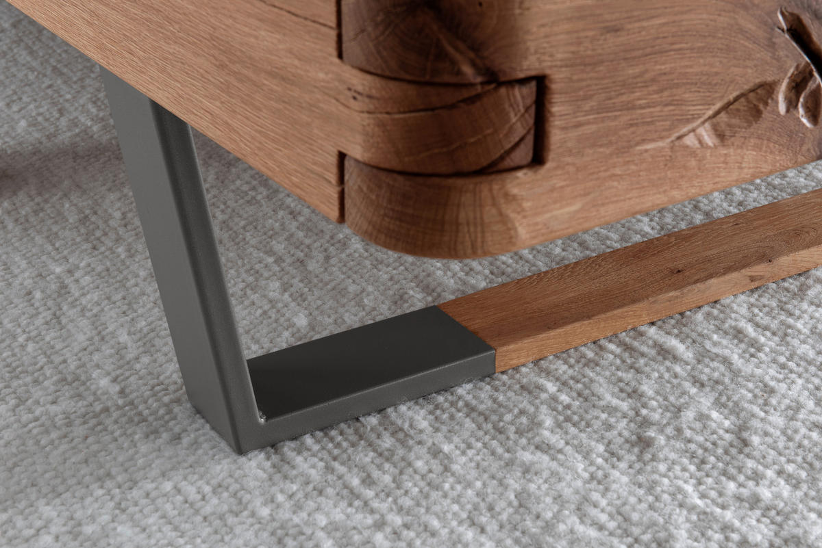 BALKENBETT 140/200 cm  in Wildeiche   - Wildeiche, Natur, Holz/Metall (140/200cm) - Valnatura