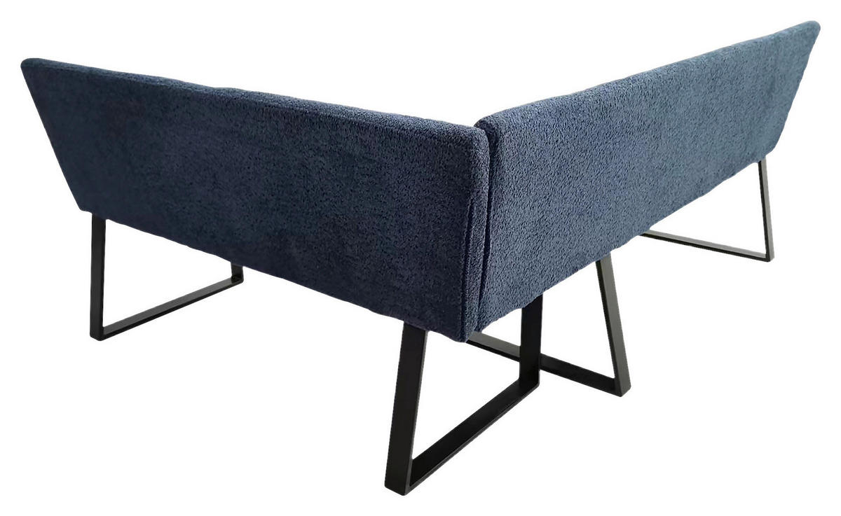 ECKBANK in Metall, Textil Dunkelblau  - Schwarz/Dunkelblau, Modern, Textil/Metall (190/150cm) - MID.YOU